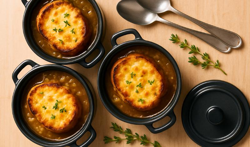 Nothing says cozy like a big bowl of Dutch Oven French Onion Soup topped with bubbly cheese and toasted bread. Perfect for chilly evenings!