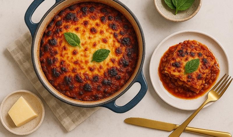This Dutch Oven Lasagna recipe features layers of tender noodles, rich marinara sauce, and gooey cheese, all baked to perfection for a comforting family meal.